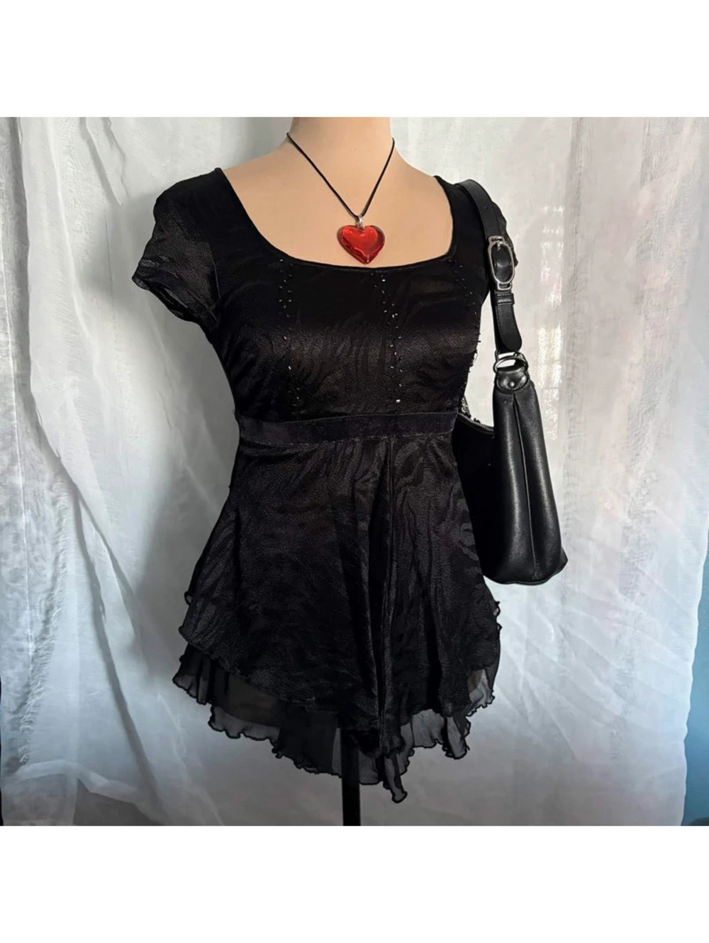goth babydoll beaded top